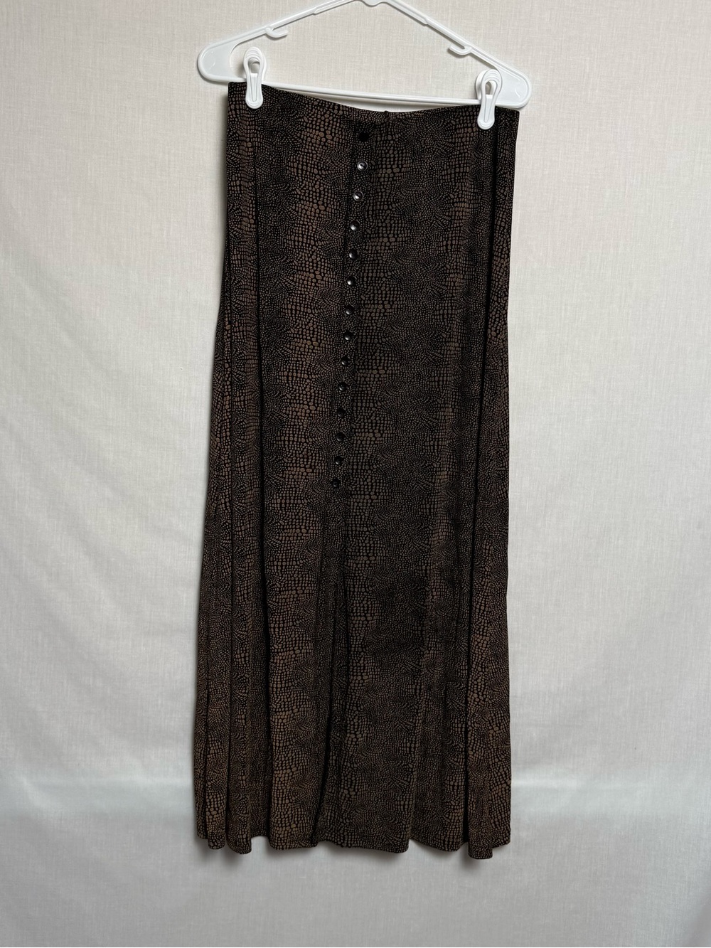 Vintage Briggs New York Women Maxi Skirt Med Animal Print Button Front 90's